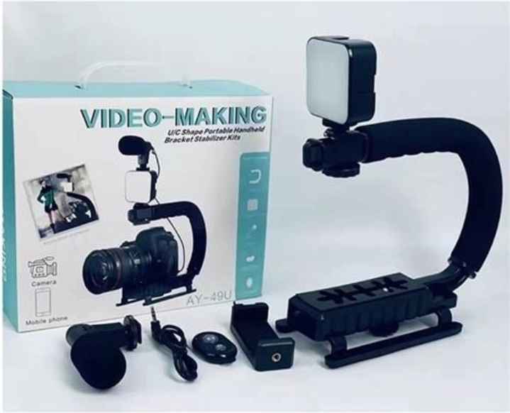 Ay49U Portable Camera Stabilizer With Fill Light Microphone