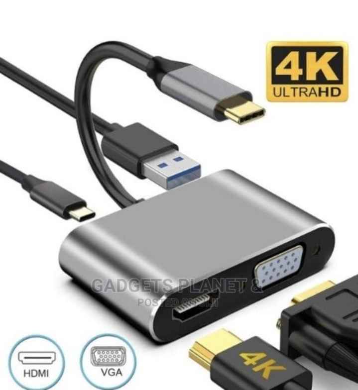 4 in 1 USB C to HUB PD + HDTV + VGA + USB 3.0 -