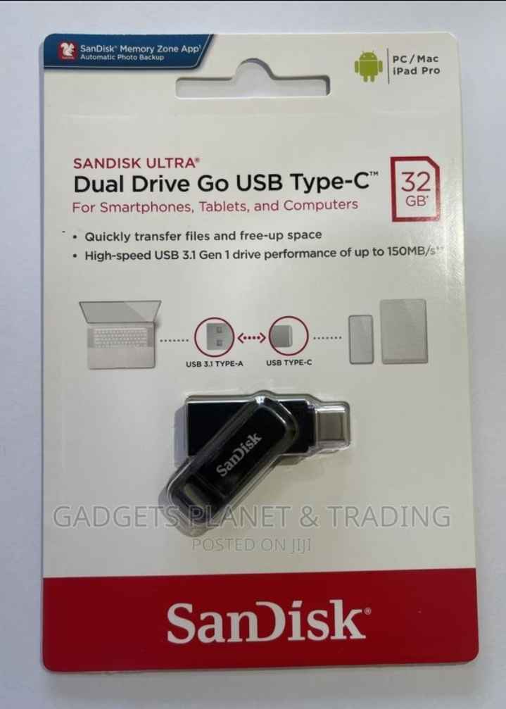 Sandisk 32GB Ultra Dual Drive Go 2-in-1 Flash Drive - 3.1